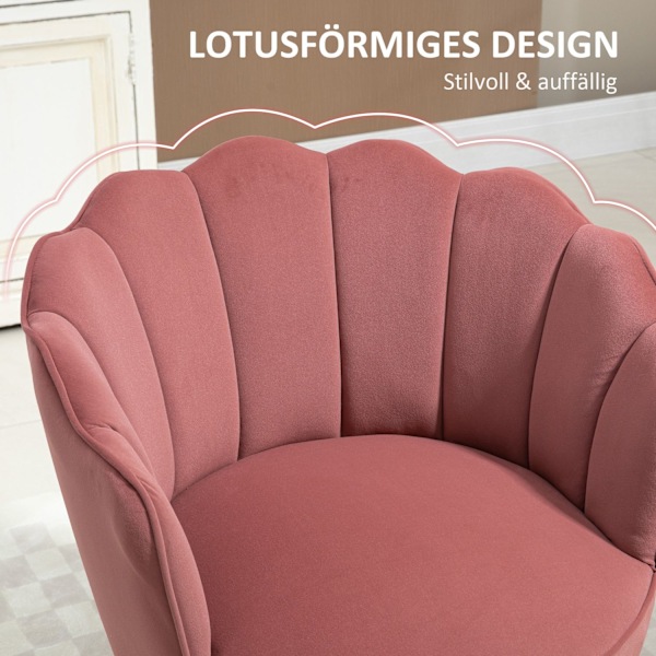 Spisestuestol, køkkenstol, lænestol med ryglæn, stuestol, polyester, gummitræ, pink, 66 x 72 x 79 cm
