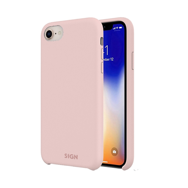SiGN nestemäinen silikonikotelo iPhone 7:lle ja 8/SE 2:lle - vaaleanpunainen