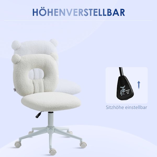 Kontorstol, Højdejusterbar Skrivebordsstol, Drejestol, Arbejdsstol, Computerstol Til Stuen, Bæreevne Op Til 120 Kg, Teddy Fleece