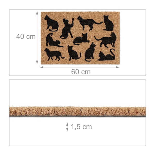 Dørmåtte kokosfiber sorte katte