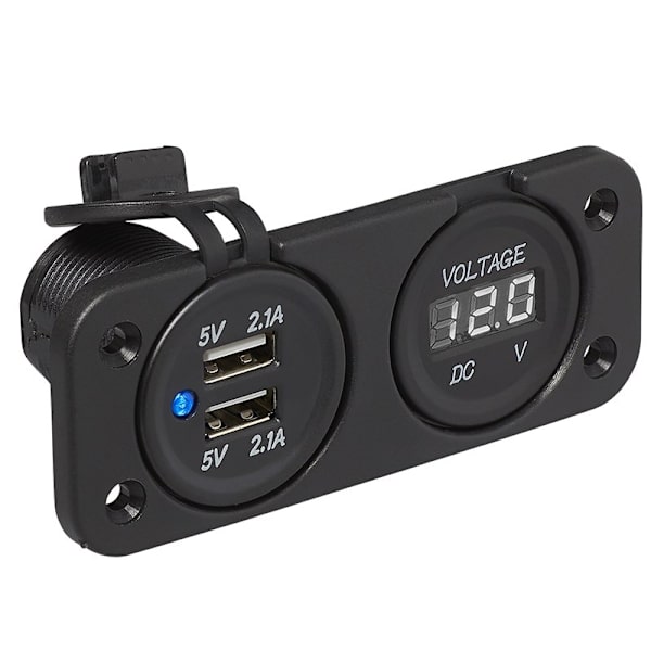 Uppoasennussarja: volttimittari 6-30V + USB-portti kaksoistyyppi A 2x2100mA