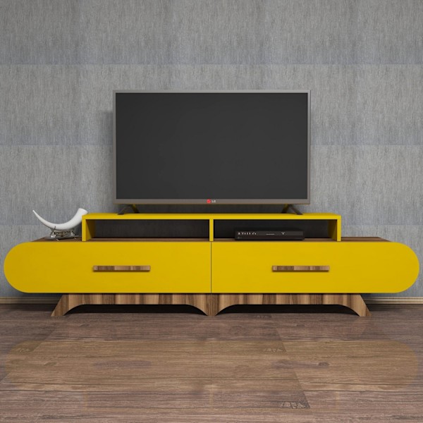 TV Stand Flora - Valnød, Gul