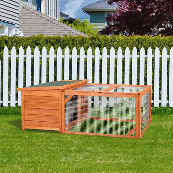 Liten Djurkoja Dvärgkaninkoja 125,5X100X49Cm Med Öppningsbart Asfalttak Utomhus Inomhus Bakgård Väderbeständig Granträ Orange + Grön
