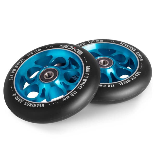 Blåa 110 mm hjul till sparkcykel, 2-pack
