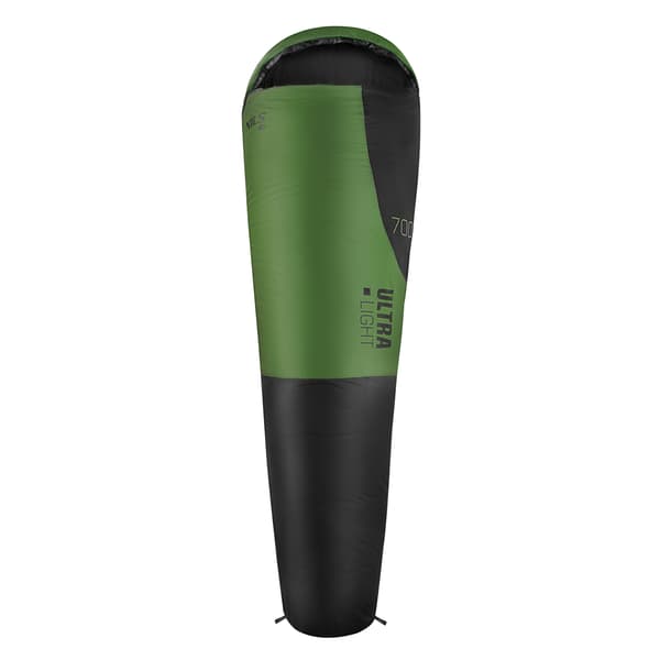 Ultralet sovepose, sort-grøn, 5-20C, 710g