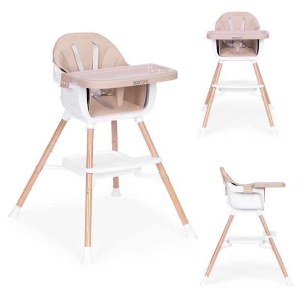 Børnefødestol 2-i-1, beige, ØKOLEGGE