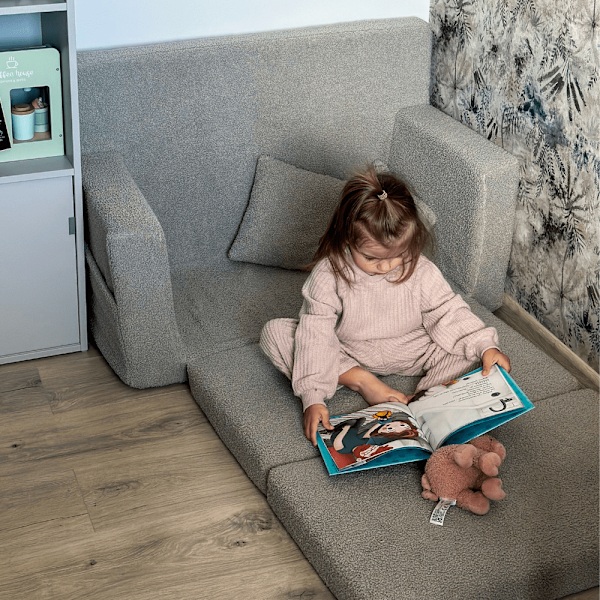 Fällbar personlig barnsoffa i skum - grått lamm