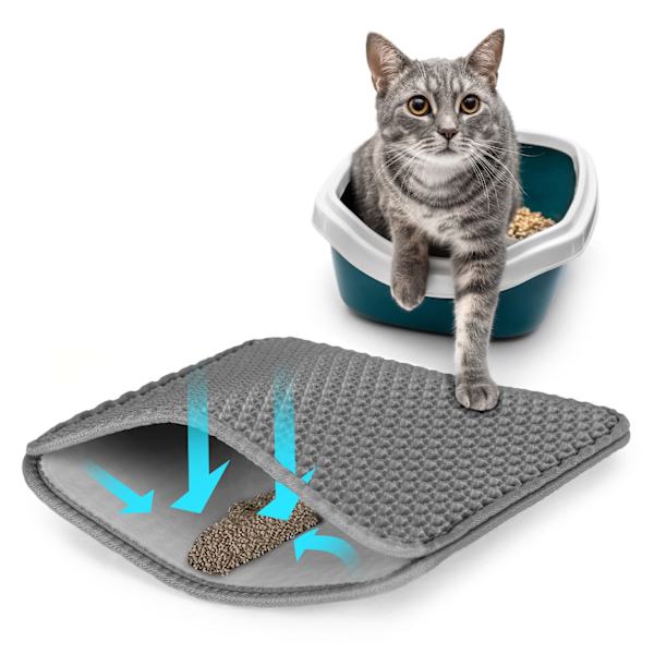 Grå dubbellagers kattsandsmatta