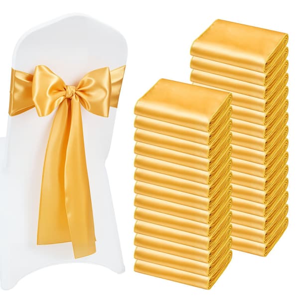 Satinstolsbågar, 100-pack, guld, 7 x 108 tum