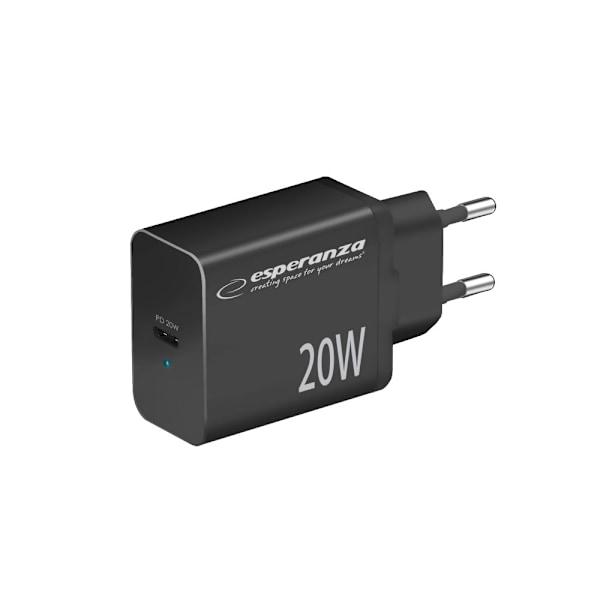 Esperanza Quick Power Laturi 20W Usb-C Pd Musta