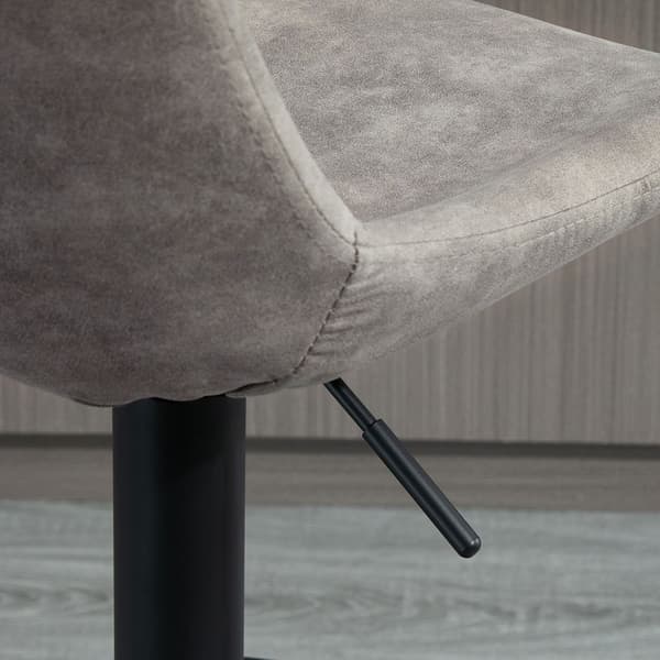 2-delt retro barstole, grå mikrofiber, justerbar i højden