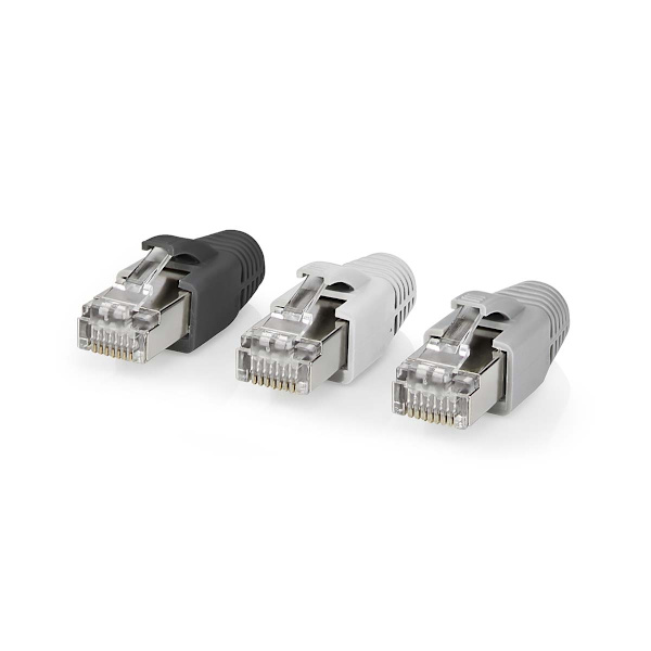 RJ45-kontakt | RJ45 Pass Through | Solid/strängad FTP CAT6 | Rak | Guldplaterad | 10 st. | PVC | Grå / Svart / Vit | Låda