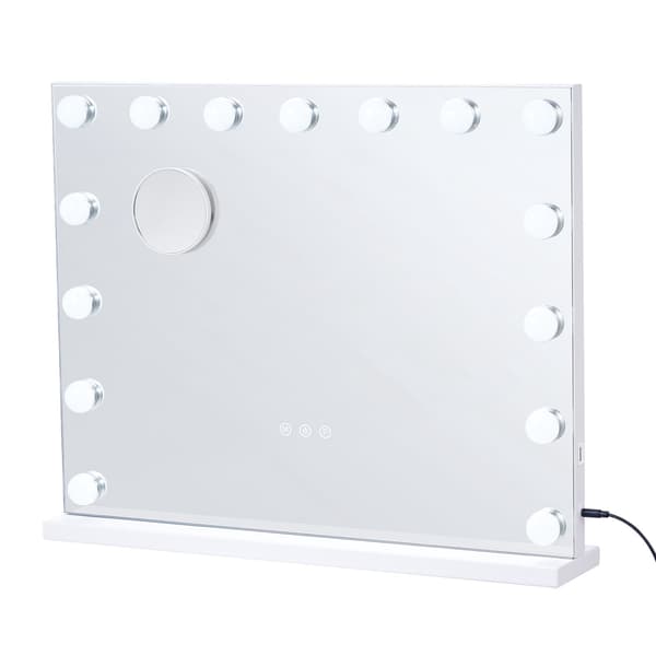 Sminkspegel med lampor, USB, väggmonterad, 58x46 cm