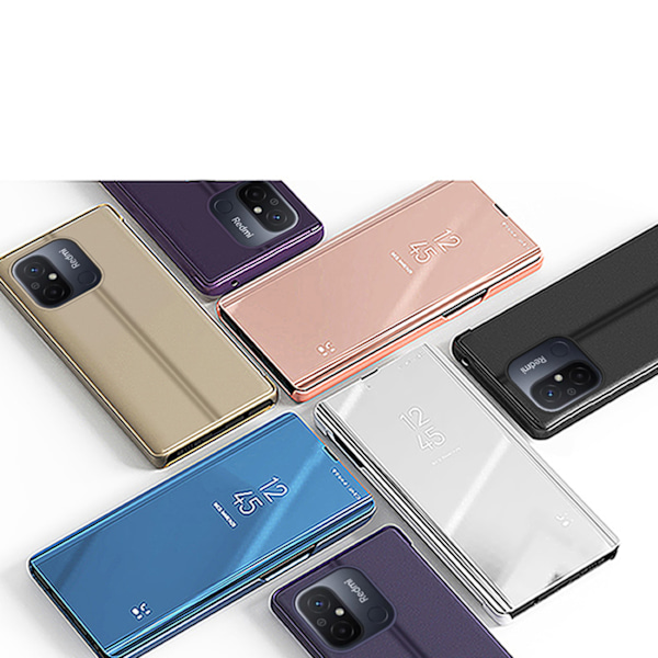 Kiiltävä läppäkotelo Xiaomi Redmi 11A / Poco C55 / Redmi 12C Clear View Case Mustalle
