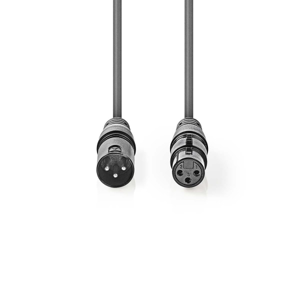 Balanceret Audio kabel | XLR 3-Pin Han | XLR 3-Pin Hun | Nikkelplateret | 3.00 m | Runde | PVC | Mørkegrå | Kartonhylster