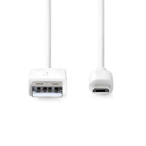 USB-kabel | USB 2.0 | USB-A Han | USB Micro-B han | 480 Mbps | Nikkelplateret | 2.00 m | Runde | PVC | Hvid | Box