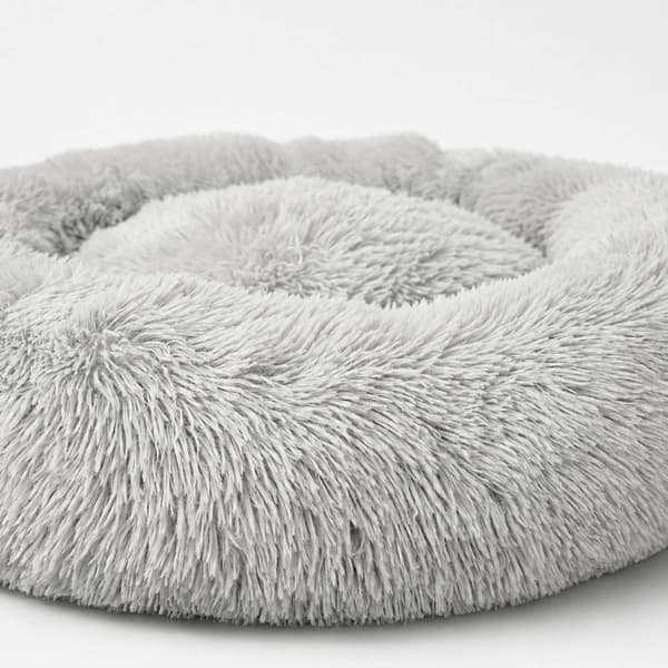 Pyöreä pehmoinen koiranpeti, 100 cm, vaaleanharmaa