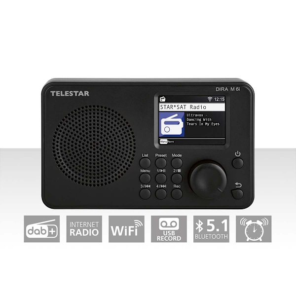 DIRA M 6i Ultrakompakt multifunktionsradio DAB+ / FM / Internet / Bluetooth Sort