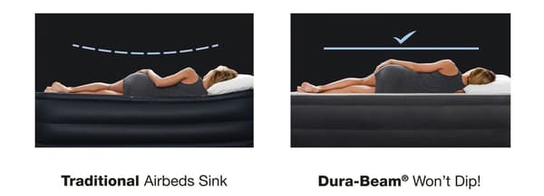 Dobbelt luftmadras med pumpe, 236x152 cm