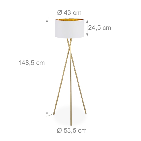 Golvlampa trebent i vitt & guld