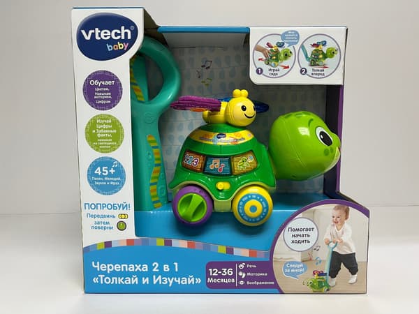 Interaktiv 2-i-1 Push & Discover Turtle Toy för barn