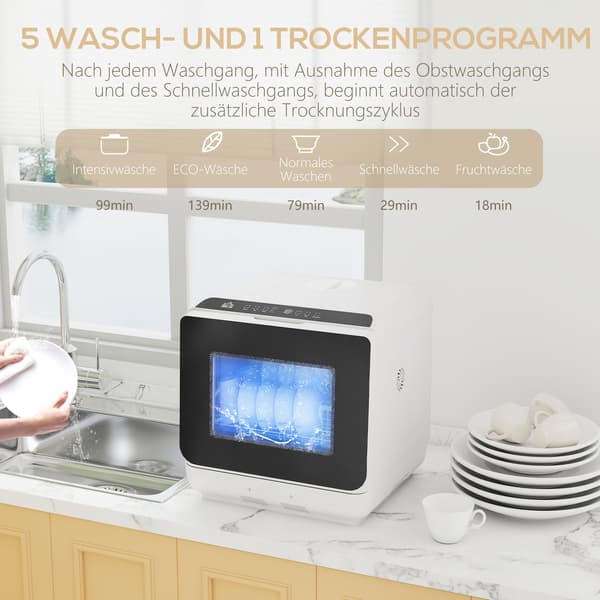 Bordopvaskemaskine, 6L Tank, 5 Programmer, LED Display