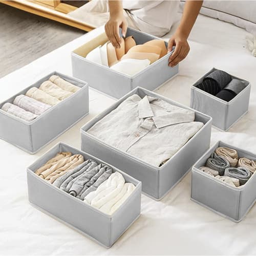 Underklädeslåda, set med 6 non-woven behållare