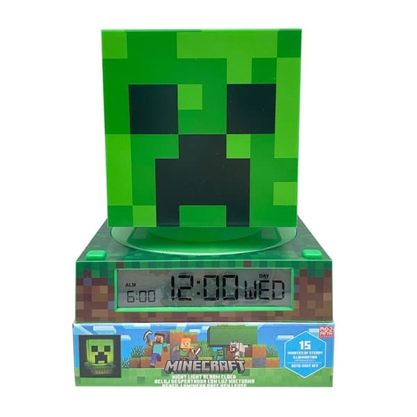 Minecraft 3D-lamppu herätyskellolla ja LED-valolla