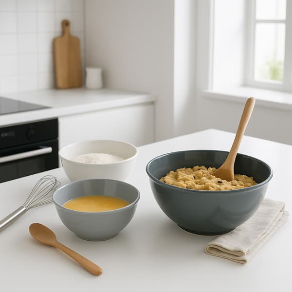 Blandarskålsset i plast, 6 delar, kapslingsdesign