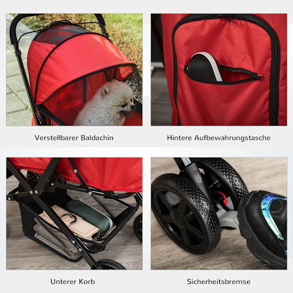 Dog Cart Oxford Red 76.5X52X95Cm Pienet Koirat & Kissat