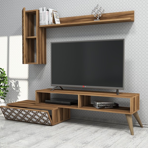 TV Unit Planet - Valnöt, Vit