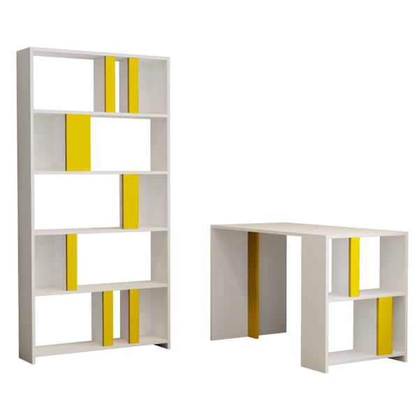 Studiebord & bogreol Lima - Hvid, Gul