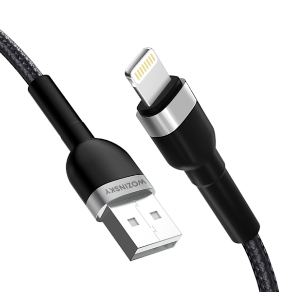 Flätad kabel för iPhone USB-A - Lightning 2.4A 1m svart
