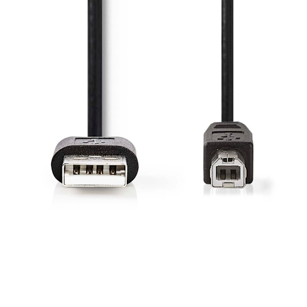 USB-kabel | USB 2.0 | USB-A Hane | USB-B Hane | 480 Mbps | Nickelplaterad | 2.00 m | Rund | PVC | Svart | Label