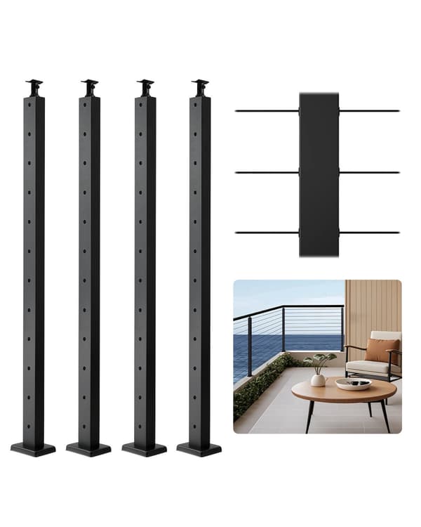 Kabelräckestolpe 4-pack, 42 ​​tum, förborrad, 304 stål