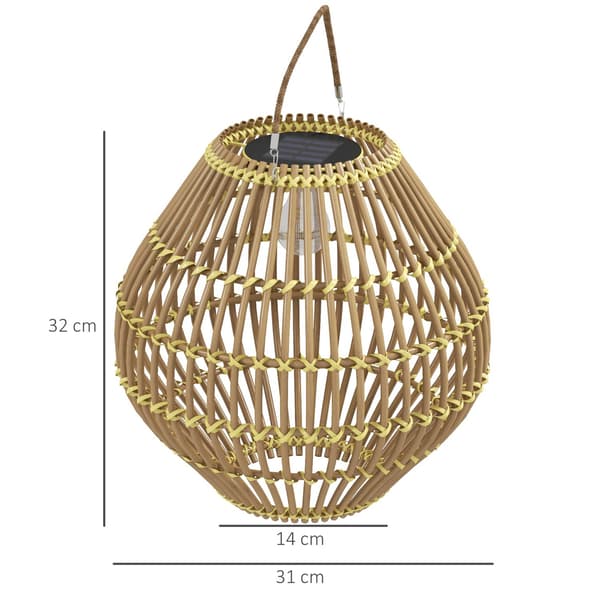Solar Lampe Rattan Have Light, Vandtæt, Lyssensor, Drum Design, Gul