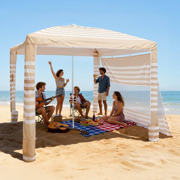 Strandtält 2,4x2,4 m, UPF 50+, sidovägg, justerbart