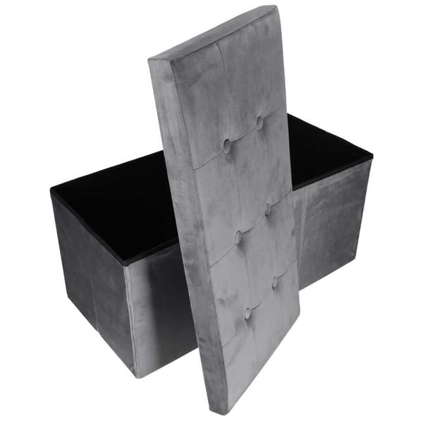 Fløjlsbænk med opbevaring, foldbar, 76x38x38cm, grå