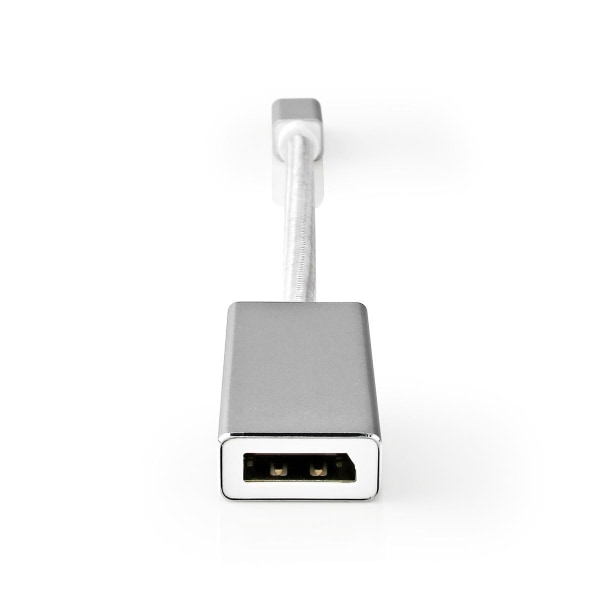 Mini Displayport-kabel | DisplayPort 1.2 | Mini DisplayPort Hane | DisplayPort Hona | 21.6 Gbps | Guldplaterad | 0.20 m | Rund | Flätad | Silver | Kar