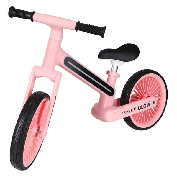 Balancecykel, LED-lysstel, 12-tommer EVA-hjul, lyserød