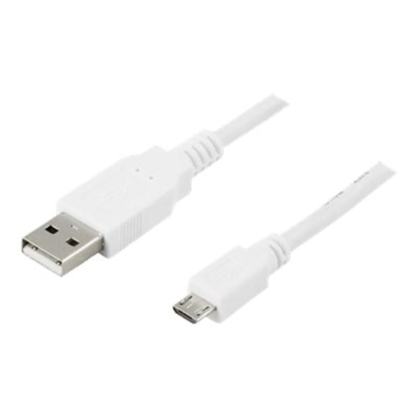 DELTACO USB-299W - USB-kaapeli - USB (uros) mikro-USB-tyyppiin B (uros) - USB 2.0 - 25 cm - valkoinen