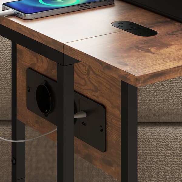 C-formet sidebord med ladestation og foldbar top