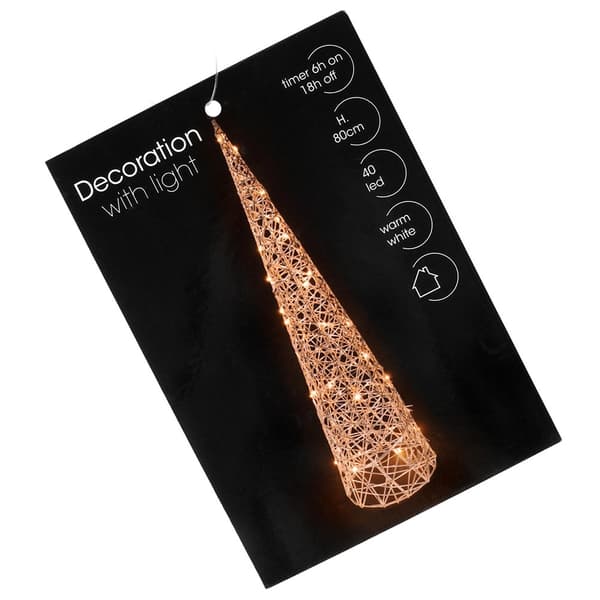 LED-julgran med kon, guld, 40 ljus, 80 cm