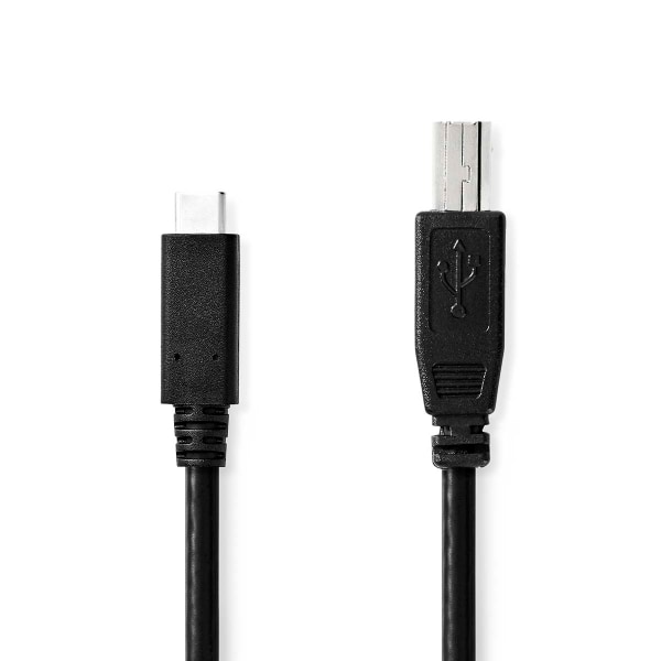 USB kaapeli | USB 2.0 | USB-C™ Uros | USB-B Uros | 480 Mbps | Niklattu | 2.00 m | Pyöreä | PVC | Musta | Laatikko