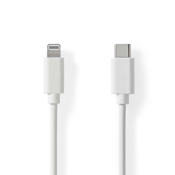 Lightning Kaapeli | USB 2.0 | Apple Lightning 8-Pin | USB-C™ Uros | 480 Mbps | Niklattu | 1.00 m | Pyöreä | PVC | Valkoinen | Label