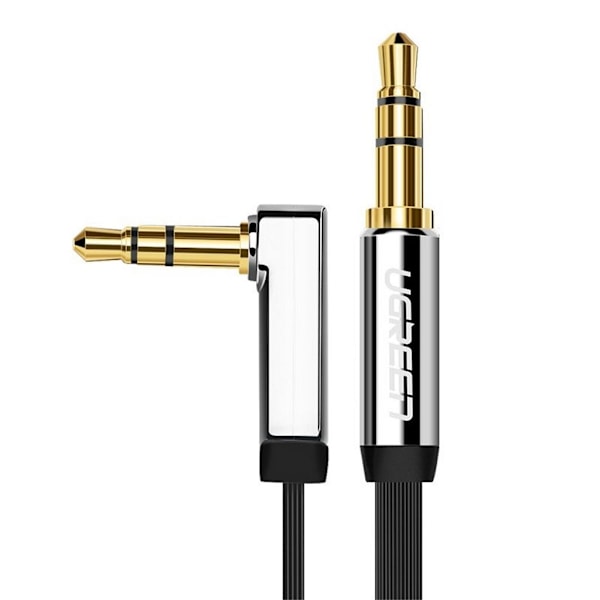 Ugrønt AUX-kabel, vinklet, 3,5 mm, 2 m - Sølv