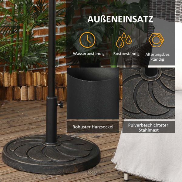 Parasolstativ 18Kg Til Ø38/48Mm Paraplystang Rund Haveparasolstativ Resin Bronze