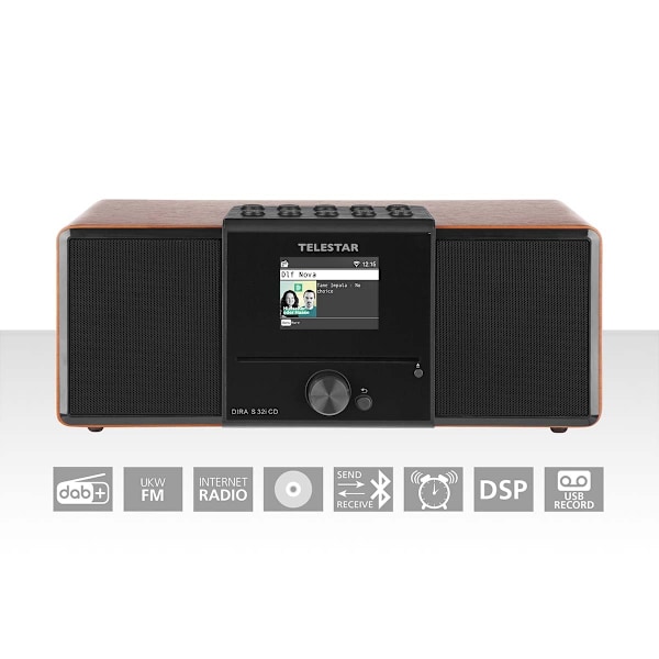 DIRA S32i CD EWF Multifunktionel stereoradio med cd-afspiller DAB+ / FM / Internet / Bluetooth Wood