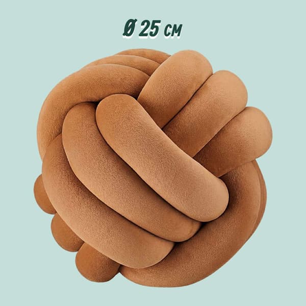 Brun knudepude – 25 cm, polyesterskum