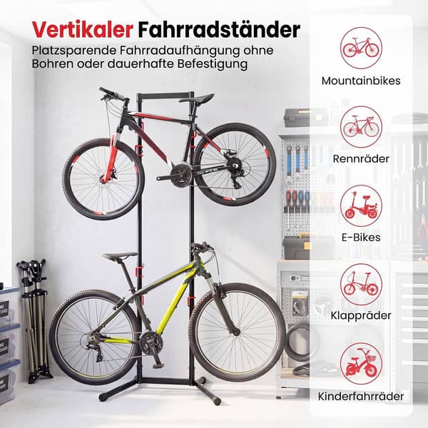 Justerbar cykelstativ til 4 cykler, kulstofstål